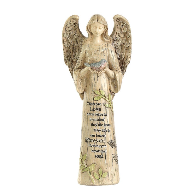 IVYHOME Angel Figurine Garden Angel Statues with Bird Statuary Decoration for Home, Yard & Patio - Image 1